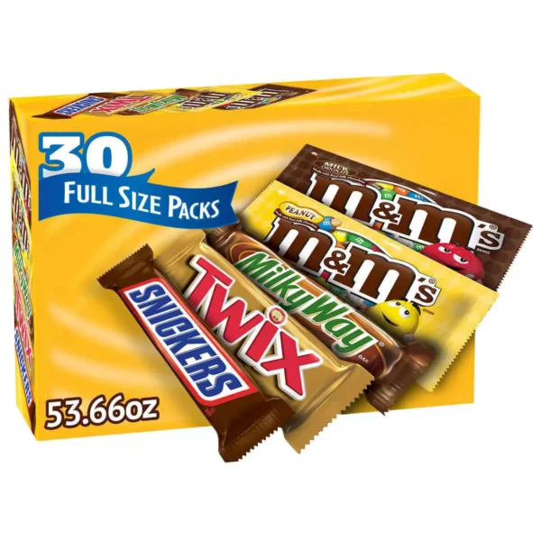 30 Mars Variety Pack: Snickers, M&M’s, Twix, MilkyWay, Peanuts & More